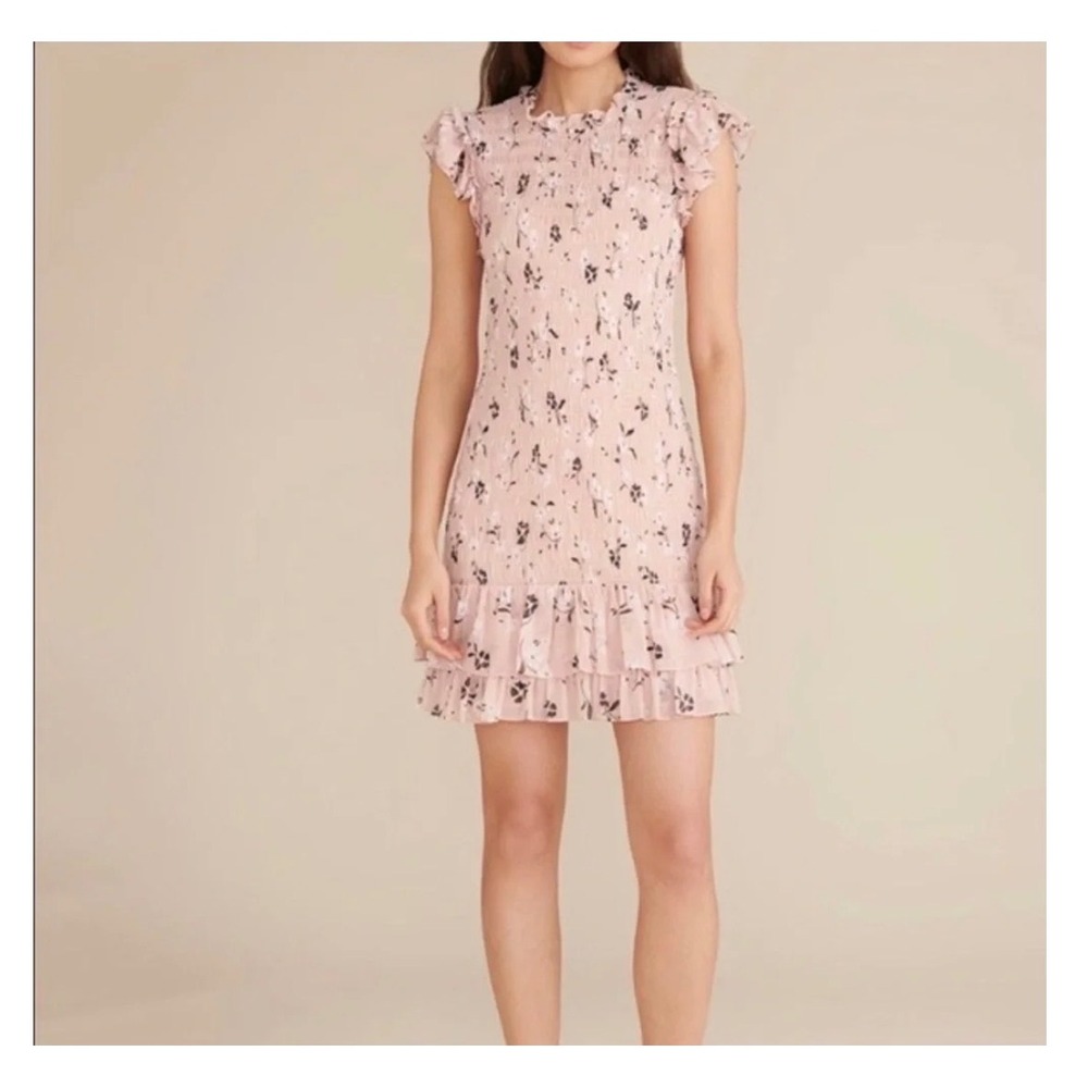Veronica Beard Cici Dress Womens‎ 10 Pink Floral Smocked Ruffle Mini